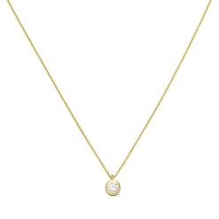 Sölitär Collier Halskette mit Zirkonia Anhänger 925 Silber vergoldet 43cm