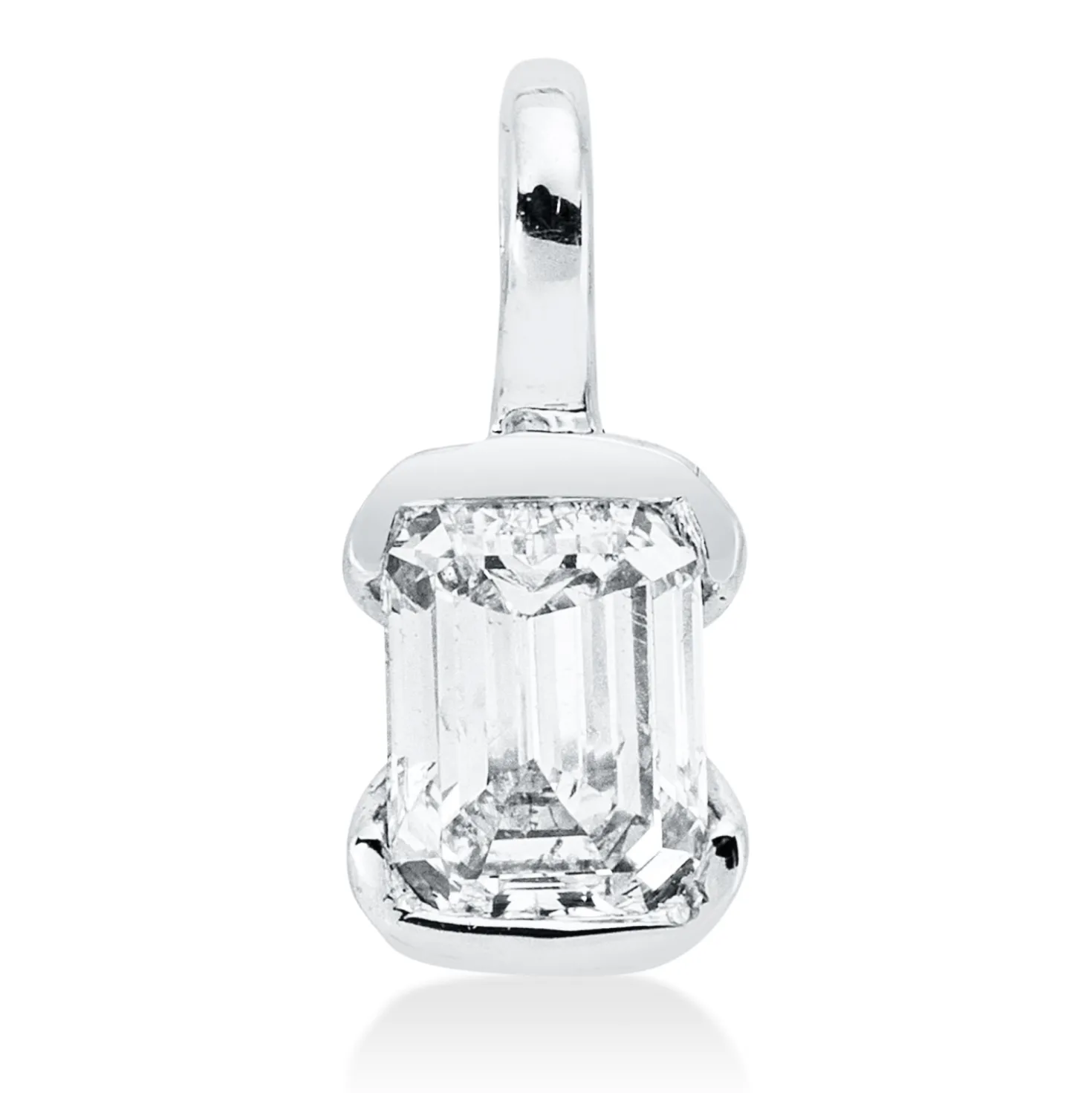 Solitaire Anhänger 750 Weißgold Diamant Smaragd-Schliff 0,18ct TW-SI 8,3x3,5mm
