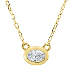 Solitaire Collier aus 750 Gelbgold Diamant Oval-Schliff 0,17ct TW-SI L:45,7cm Zarge