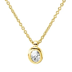 Solitaire Collier aus 750 Gelbgold Diamant Oval-Schliff 0,12ct TW-SI L:45cm Zarge