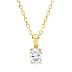 Solitaire Collier aus 750 Gelbgold Diamant Oval-Schliff 0,2ct TW-SI L:45cm