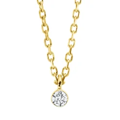 Solitaire Collier aus 750 Gold Gelbgold Brillant 0,05ct TW-SI L:45cm