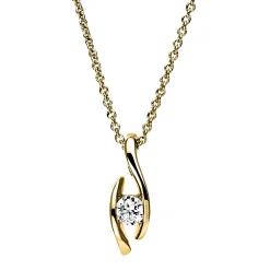 Solitaire Collier aus 585 Gold Gelbgold Brillant 0,2ct TW-SI L:45cm