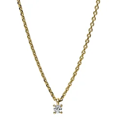 Solitaire Collier aus 750 Gold Gelbgold Brillant 0,05ct TW-SI L:42cm 4er-Krappe