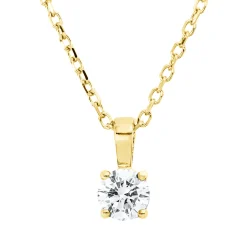 Solitaire Collier aus 750 Gold Gelbgold Brillant 0,2ct TW-SI L:45cm 4er-Krappe