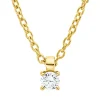 Solitaire Collier aus 750 Gold Gelbgold Brillant 0,05ct TW-SI L:45cm 4er-Krappe
