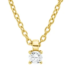 Solitaire Collier aus 750 Gold Gelbgold Brillant 0,05ct TW-SI L:45cm 4er-Krappe