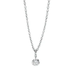 Solitaire Collier aus 750 Gold Weißgold Brillant 0,16ct TW-SI L:45cm