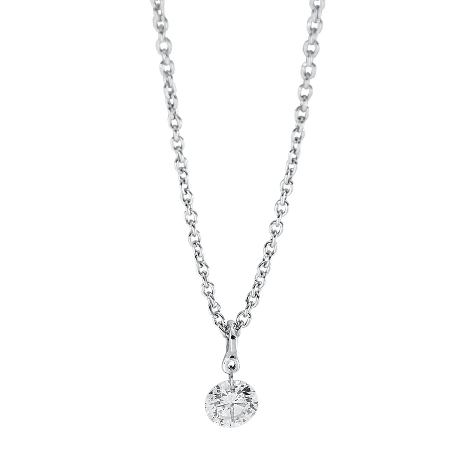 Solitaire Collier aus 750 Gold Weißgold Brillant 0,16ct TW-SI L:45cm