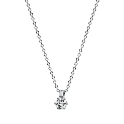 Solitaire Collier aus 750 Gold Weißgold Brillant 0,05ct TW-SI L:42cm 6er-Krappe