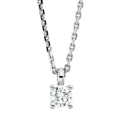 Solitaire Collier aus 750 Gold Weißgold Brillant 0,25ct TW-SI L:45cm 4er-Krappe