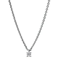 Solitaire Collier aus 750 Gold Weißgold Brillant 0,05ct TW-SI L:42cm 4er-Krappe