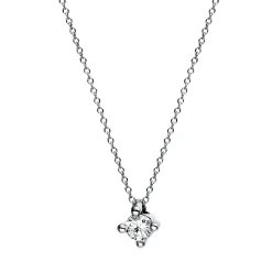 Solitaire Collier aus 585 Gold Weißgold Brillant 0,1ct TW-SI L:42cm 4er-Krappe