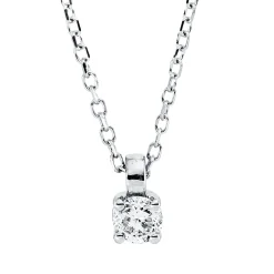 Solitaire Collier aus 750 Gold Weißgold Brillant 0,14ct TW-SI L:45cm 4er-Krappe