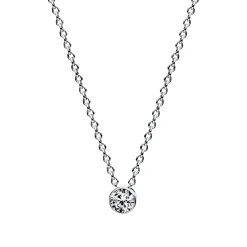 Solitaire Collier aus 750 Gold Weißgold Brillant 0,1ct TW-SI L:43cm Zarge