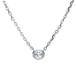 Solitaire Collier aus 585 Weißgold Diamant Oval-Schliff 0,21ct TW-VSI/SI L:45,7cm