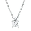 Solitaire Collier aus 750 Weißgold Diamant Prinzess-Schliff 0,16ct TW-SI L:45cm