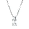 Solitaire Collier aus 750 Weißgold Diamant Smaragd-Schliff 0,27ct TW-SI L:45cm