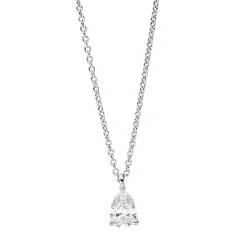 Solitaire Collier aus 750 Weißgold Diamant Tropfen-Schliff 0,25ct TW-SI L:45cm
