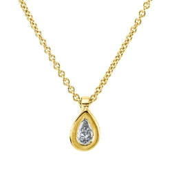 Solitaire Collier Tropfen 750 Gelbgold Diamant Tropfen-Schliff 0,1ct TW-SI L:45cm