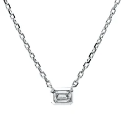 Solitaire Collier 585 Weißgold Diamant Smaragd-Schliff 0,23ct TW-VSI/SI L:45,7cm