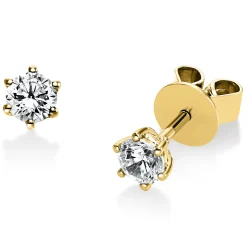 Solitaire Ohrstecker aus 750 Gelbgold 2 Brillanten 0,4ct TW-SI Ø4,6mm 6er-Krappe