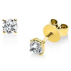 Solitaire Ohrstecker aus 750 Gelbgold 2 Brillanten 0,5ct TW-SI Ø4,6mm 4er-Krappe