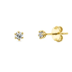 Solitaire Ohrstecker aus 750 Gelbgold 2 Brillanten 0,19ct TW-SI 3,4x3,9mm