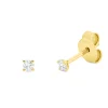 Solitaire Ohrstecker aus 750 Gelbgold 2 Brillanten 0,1ct TW-SI 2,2x2,2mm 4er-Krappe