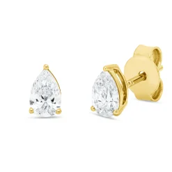Solitaire Ohrstecker aus 750 Gelbgold 2 Diamanten 0,63ct D-VS1 6,3x3,9mm 3er-Krappe