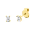 Solitaire Ohrstecker aus 750 Gelbgold 2 Diamanten Smaragd-Schliff 0,35ct TW-SI