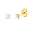 Solitaire Ohrstecker aus 750 Gelbgold 2 Diamanten Smaragd-Schliff 0,16ct TW-SI