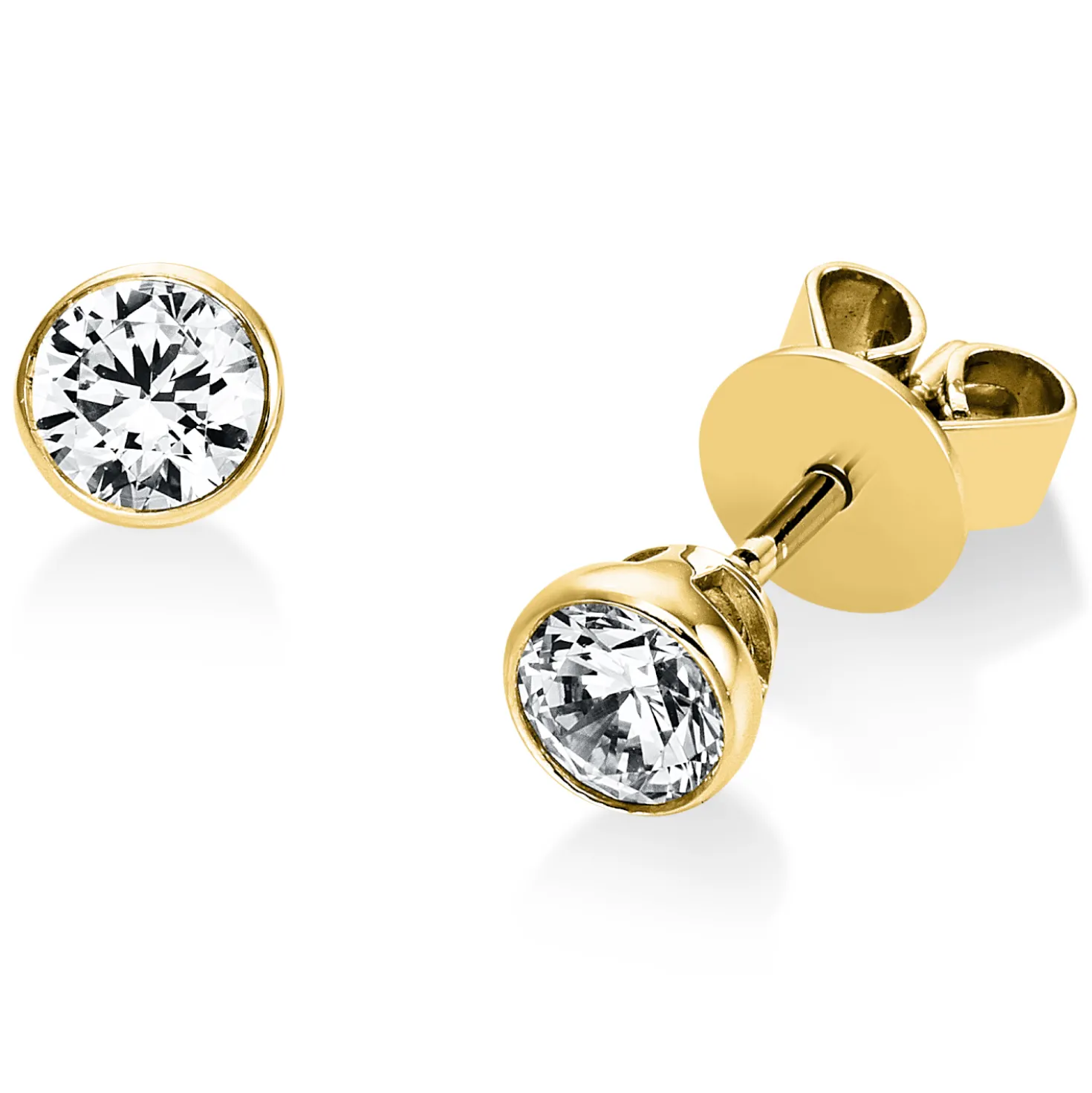 Solitaire Ohrstecker aus 585 Gold Gelbgold 2 Brillanten 0,6ct E-SI Zarge