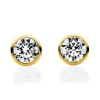 Solitaire Ohrstecker aus 585 Gold Gelbgold 2 Brillanten 0,1ct TW-SI Zarge