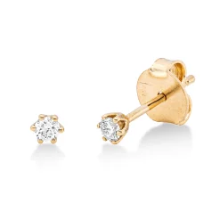 Solitaire Ohrstecker aus 750 Gold Gelbgold 2 Brillanten 0,1ct TW-SI 6er-Krappe
