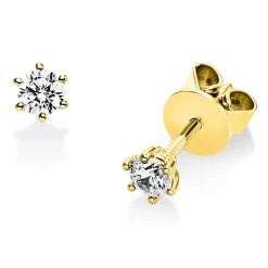 Solitaire Ohrstecker aus 750 Gold Gelbgold 2 Brillanten 0,3ct TW-SI 6er-Krappe