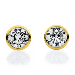 Solitaire Ohrstecker aus 585 Gold Gelbgold 2 Brillanten 0,35ct TW-SI Zarge