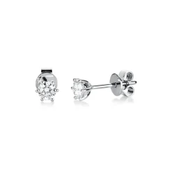 Solitaire Ohrstecker aus 585 Gold Weißgold 2 Brillanten 0,35ct TW-SI 6er-Krappe
