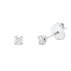 Solitaire Ohrstecker aus 750 Gold Weißgold 2 Brillanten 0,25ct TW-SI 4er-Krappe