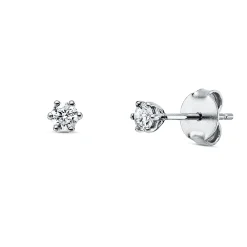 Solitaire Ohrstecker aus 750 Gold Weißgold 2 Brillanten 0,25ct TW-SI 6er-Krappe