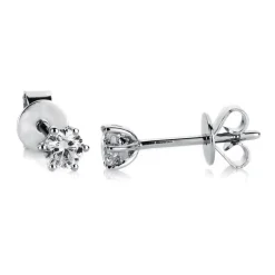 Solitaire Ohrstecker aus 750 Gold Weißgold 2 Brillanten 0,3ct TW-SI 6er-Krappe