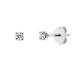 Solitaire Ohrstecker aus 750 Gold Weißgold 2 Brillanten 0,2ct TW-SI 4er-Krappe