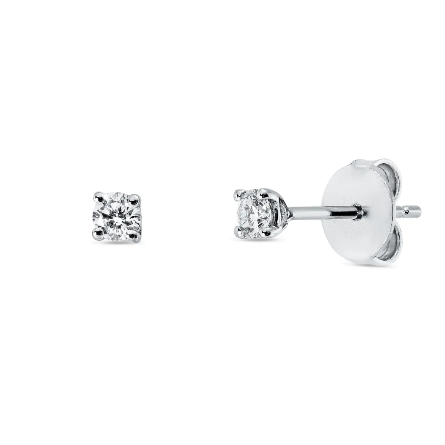 Solitaire Ohrstecker aus 750 Gold Weißgold 2 Brillanten 0,2ct TW-SI 4er-Krappe
