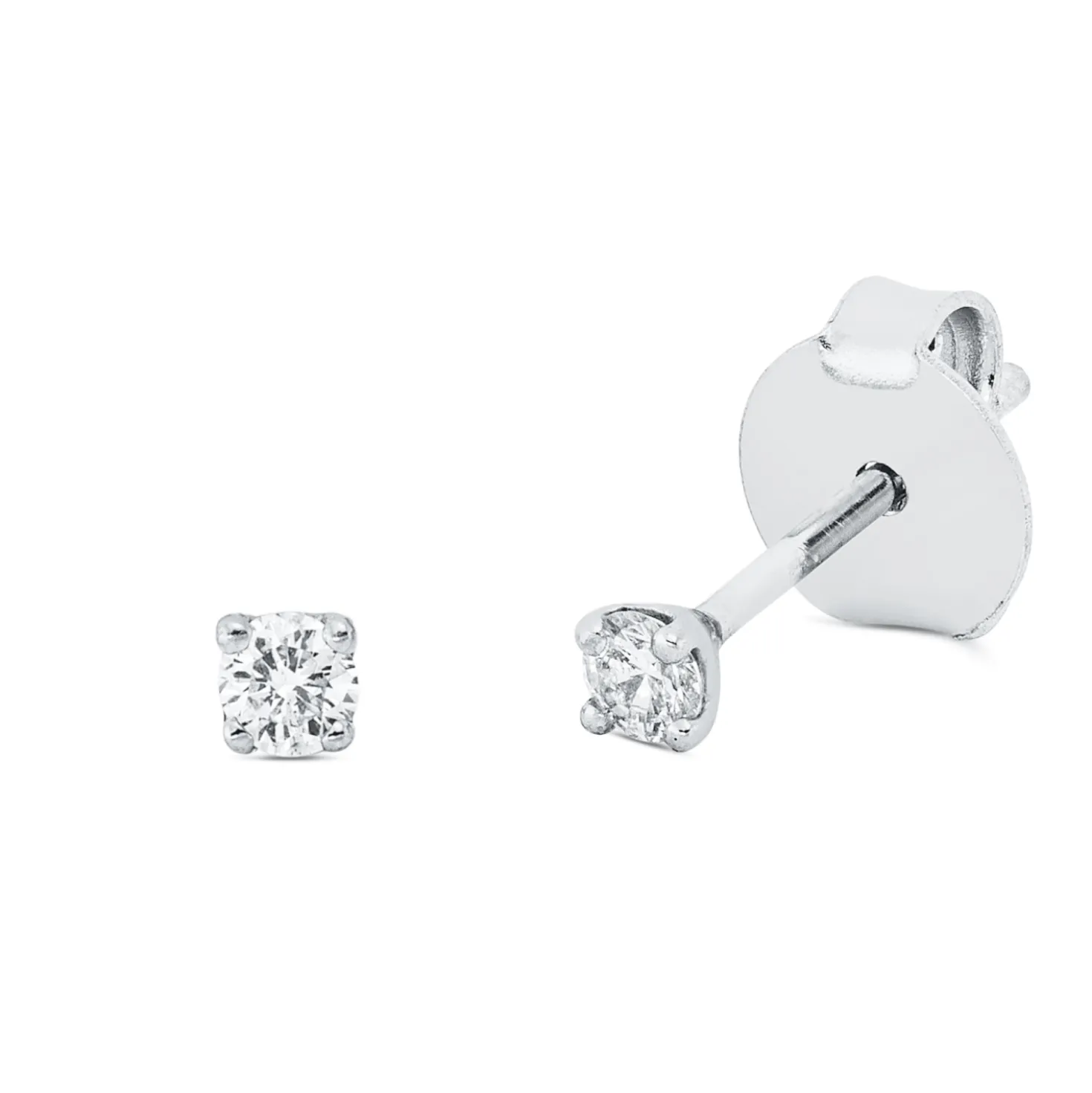 Solitaire Ohrstecker aus 750 Gold Weißgold 2 Brillanten 0,1ct TW-SI 4er-Krappe