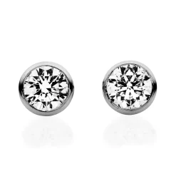 Solitaire Ohrstecker aus 750 Gold Weißgold 2 Brillanten 0,1ct TW-SI V-Zarge