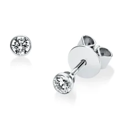 Solitaire Ohrstecker aus 585 Gold Weißgold 2 Brillanten 0,2ct TW-SI Zarge