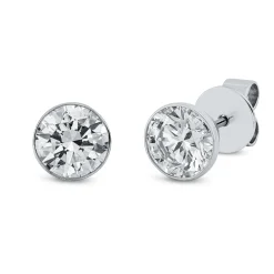 Solitaire Ohrstecker aus 750 Gold Weißgold 2 Brillanten 2ct TW-VSI Zarge