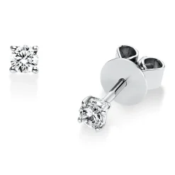 Solitaire Ohrstecker aus 950 Platin 2 Brillanten 0,2ct TW-SI Ø3mm 4er-Krappe