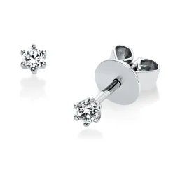Solitaire Ohrstecker aus 750 Weißgold 2 Brillanten 0,1ct TW-SI B:2,3mm 6er-Krappe