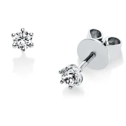 Solitaire Ohrstecker aus 585 Weißgold 2 Brillanten 0,2ct TW-SI Ø3,5mm 6er-Krappe